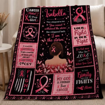 Breast Cancer Awareness Blanket Survivor Support Gift for Women