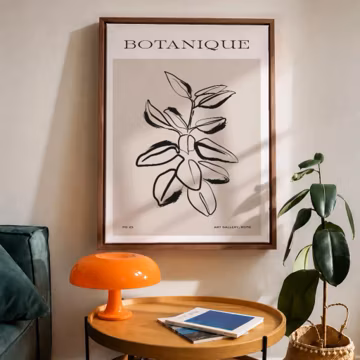 Modern Botanique Typography Print, Minimalist Plant Framed Wall Art