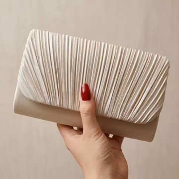 Pleated Polyester Clutch Bag, Elegant Shoulder Purse for Weddings, Parties