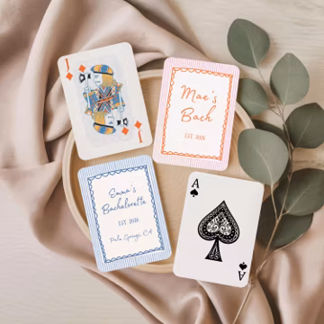 Custom Bachelorette Playing Cards, Personalized Text Stripes Poker Deck,Bridal Party Favor