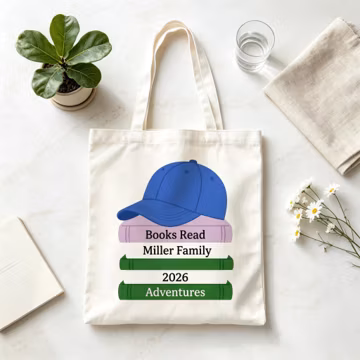 Custom family name canvas bag, Casual everyday bag, Book lovers family gift, Work school commuter, New Year Birthday present