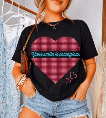 Your Smile Is Contagious Heart Mosaic Positive Quote PNG: Inspirational Quote Design, Kindness Message png, Colorful (Digital Download)