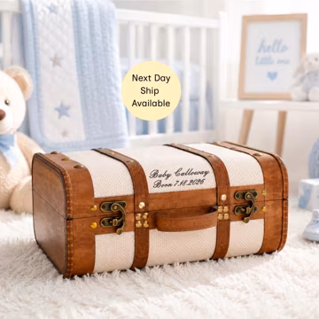 Baby Suitcase Keepsake Trunk β Personalized Memory Box with Name & Birth Date for Nursery