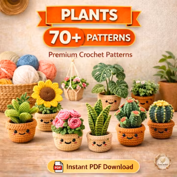 70+ Crochet Plant Patterns | Succulents, Flowers, Hanging Plants & Potted Decor | PDF Bundle
