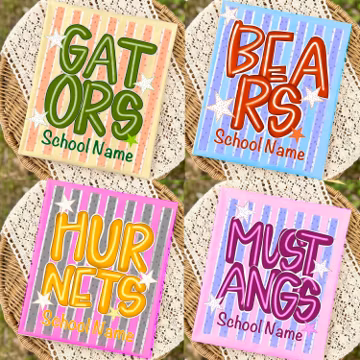 Custom Mascot Neon Striped Png, School Spirit Png, Neon Test Day Png, Polka Dots Varsity Letters, Back To School Sublimation, Test Day