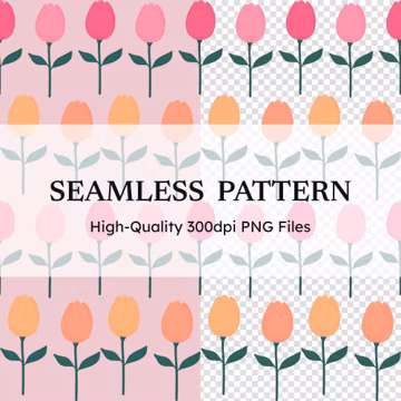 Spring Tulip Seamless Pattern Tulip Digital Paper Floral Seamless Pattern Cute Spring Flower Pattern for Fabric Scrapbook Wrapping Paper
