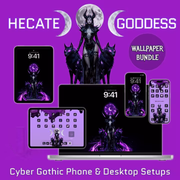 Hecate Wallpaper Bundle | Cyber Gothic iPhone, iPad & Desktop Background | Dark Feminine Lock Screen Theme