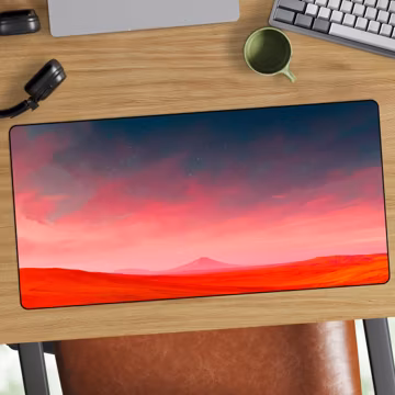 Sunset Over Alien Planet Desk Mat | Scenic Cosmic Mouse Pad