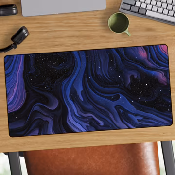 Galaxy Night Swirl Desk Mat | Blue Space Minimal Mousepad