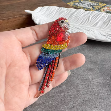 Diamond Encrusted Parrot Cabinet Knob Pull – Alloy Hardware (32x85mm)-XBYZ007