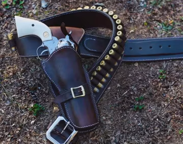 Leather Single quick draw holster Western Cowboy Vintage Belt .22 .357 .38 .44 .45 Bandolier Single Action S&W SAAS