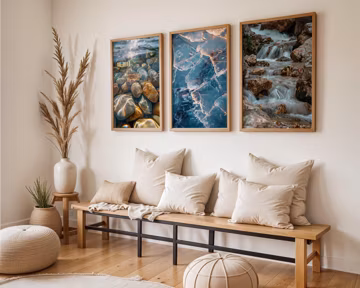 Set of Three | Nature Wall Art | Water Prints | Bathroom Decor | Spa Style