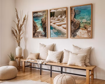 Set of Three | Coastal Wall Art | Mediterranean Prints | Bathroom Decor