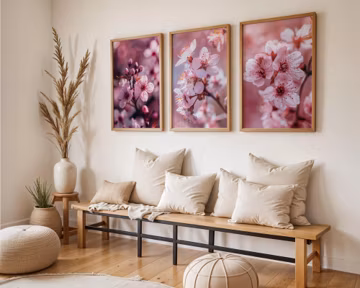Set of Three | Floral Wall Art | Pink Flower Prints | Bedroom Decor