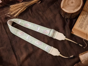 Mint Green Kawaii Camera Strap, Cute Cartoon DSLR Neck Strap, Adjustable Woven Strap for Mirrorless Film Camera, Photographer Gift