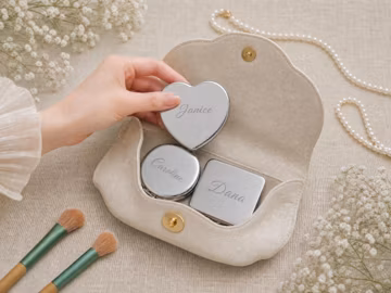 Personalized Engraved Silver Compact Mirror, Custom Pocket Mirror with Name, Heart Round Square Makeup Mirror, Bridesmaid Proposal Gift.