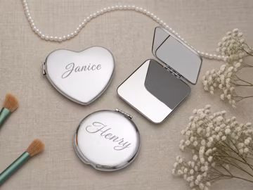 Personalized Silver Compact Mirror, Custom Name Pocket Mirror Engraved, Wedding Bridesmaid Gift, Gift for Her, Anniversary Keepsake.