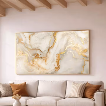 Elegant Gold Marble Canvas Wall Art, Abstract Fluid Design, Modern Luxury Home Decor, Neutral Tones Abstract Canvas, Ready to Hang Artwork