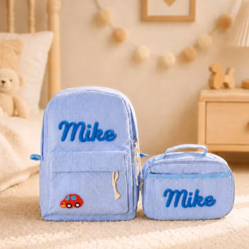 Custom Preschool Backpack And Lunch Bag Set With Rope Embroidery For Daycare And Back To School Gifts