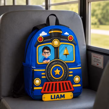 Personalized Train Backpack for Kids, Custom Name School Bag, Red Train Toddler Backpack, Preschool Backpack, Boys Girls School Bag Gift