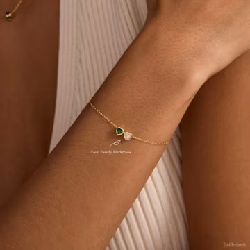 Minimalist 3D Heart Birthstone Bracelet, Custom Tiny Birthstone Bracelet, Heart Charm Bracelet, Women Bracelet, Personalised Gift for Her