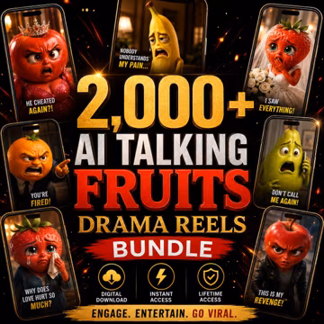2000+ AI Talking Fruits Drama Reels Bundle (Digital Download)