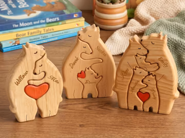 Personalized Wooden Bear Family Puzzle | Custom Christmas Family Name Keepsake | New Parents Gifts
