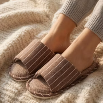 Minimalist Linen House Slippers for Women, Breathable Non Slip Indoor Slides, Cozy Neutral Home Sandals, Soft Summer Slippers