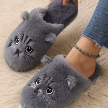 Cute Fuzzy Cat Slippers, Cozy Plush House Shoes, Warm Indoor Slippers Women, Perfect Gift Idea