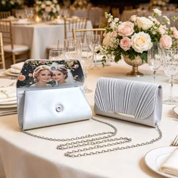 Custom Photo Lining Clutch |Pleated Evening Bag | Personalized Wedding Purse for Bride | Bridesmaid Gift | Mother of the Bride Keepsake