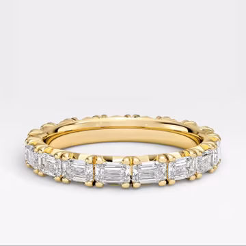 14K Gold Emerald Cut Moissanite Engagement Ring Full Eternity Wedding Band Stacking Wedding Ring, Anniversary Gift for Her Promise Ring 925