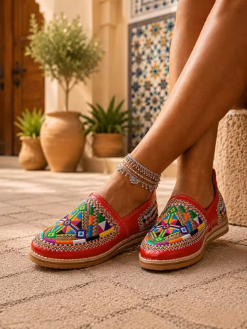 Colorful Moroccan Babouches for Women & Men, Handmade Embroidered Leather Slip-On Shoes, Boho Ethnic Flats, Traditional Moroccan Slippers