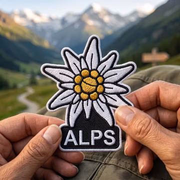 Alps Edelweiss Flower Embroidered Patch Custom Iron On Switzerland Mountain Hiking Travel Gift