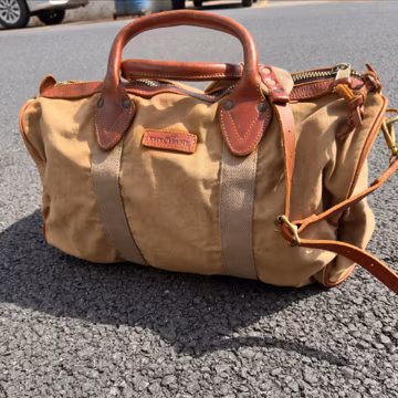 Vintage Waxed Canvas Duffle Bag Leather Trim, Mens Overnight Weekender Travel Bag, Retro Military Gym Handcrafted Carryall Luggage