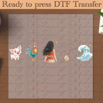 Moana Princess Ready To Press, Moana mouse head Disney Heat Transfer, Princess DTF Transfer, Cute Baby Ready To Press, Disney Princess dtf