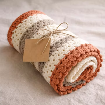 Beginner Crochet Baby Blanket Pattern, Textured Striped Design (PDF Pattern)