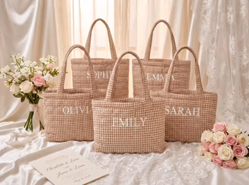 Personalized Embroidery Name Tote Bag, Bridesmaid Gifts Bag, Initial and Name Bag, Wedding Welcome Tote, Gift for Her, Teacher Tote Bag