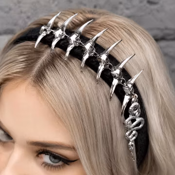 Faux Snake Vertebrae Headband, Silver Cyberpunk Gothic Hair Accessory