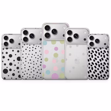Clear Polka Dot Phone Case Spots Cover for iPhone 17 Pro Max, 16e, 15, 14, 13 & Samsung S26 Ultra, S25 FE, A57, A56, Pixel 10, 9A