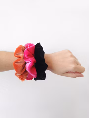 velvet hair holder, velvet scrunchie pack, halloween scrunchies, scrunchies set, big scrunchies, orange velvet scrunchie, fuchsia scrunchie