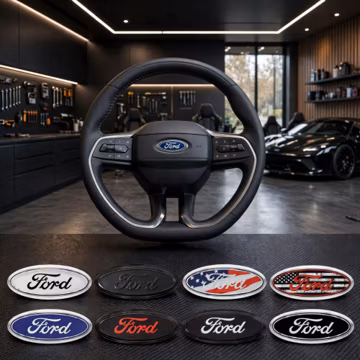 Ford Steering Wheel Center Cover Sticker: Focus, Kuga, Fiesta, Explorer, Mustang Interior Logo Trim