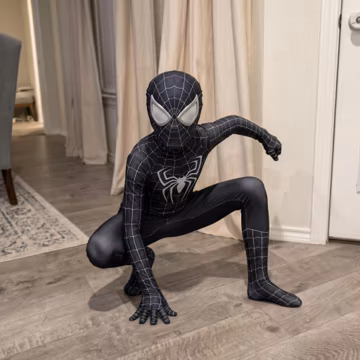 Kids Superhero Bodysuit Costume | Black & White Cosplay Outfit for Role Play Party