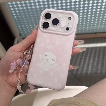 My Melody Angel Pink Polka Dot Beaded Strap Kawaii iPhone Case with Charm, Cover for iPhone 17 16 15 Pro Max, Gift for Her