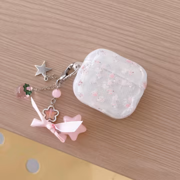 Pink Floral Clusters Coquette Strawberry Star Charm Pink AirPods Case, Cover for AirPods Pro 3 2 1 & AirPods 4 3 2 1, Gift for Her