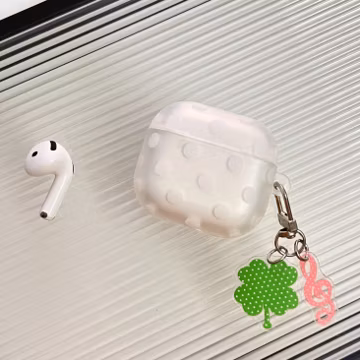 Polka Dot Case Raised Dot Silicone White Coquette AirPods Case with Charm, Cover for AirPods Pro 3 2 1 & AirPods 4 3 2 1, Gift for Her