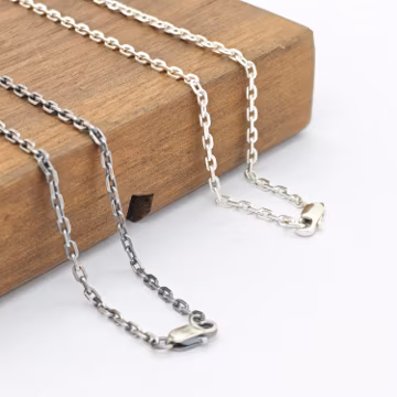 925 Sterling Silver Anchor Chain, 2mm Cable Chain Neckalce, Solid Sliver Chain