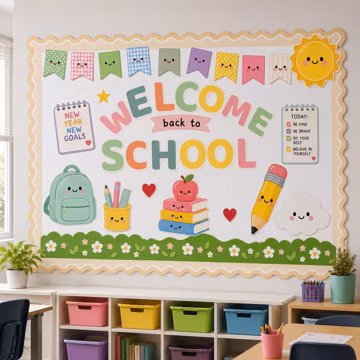 Printable Back to School Bulletin Board Kit, Classroom Decor, Pastel Colors (PDF Instant Download)