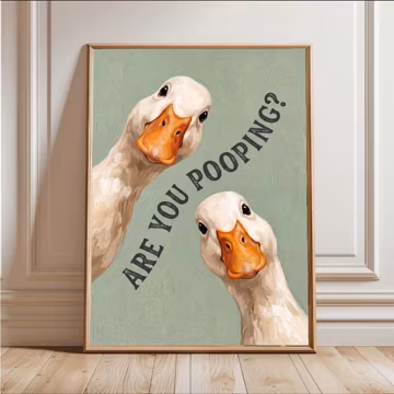 Funny Goose Bathroom Wall Art, "Are You Pooping?" Duck Poster, Quirky Wall Art, Funny Animal Print