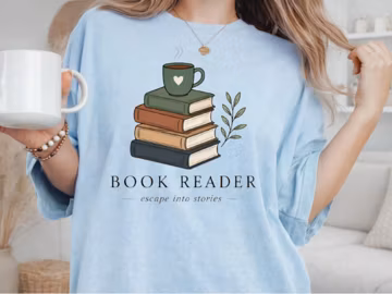 Book Stack Coffee Shirt, Book Lover Tee, Reading Gift for Women, Cozy Reader Graphic T-Shirt, Librarian Gift, Bookworm