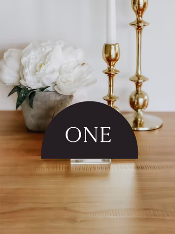 Half Circle Mirror Acrylic Table Numbers | Half Moon Arch Table Signs | Wedding Acrylic Table Signs - TN27